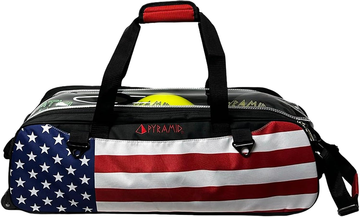 Pyramid Path Slim Triple Tote Roller Bowling Bag (No Shoe Pocket) With Large Side Accessory Pockets - Lightweight and Designed for Travel