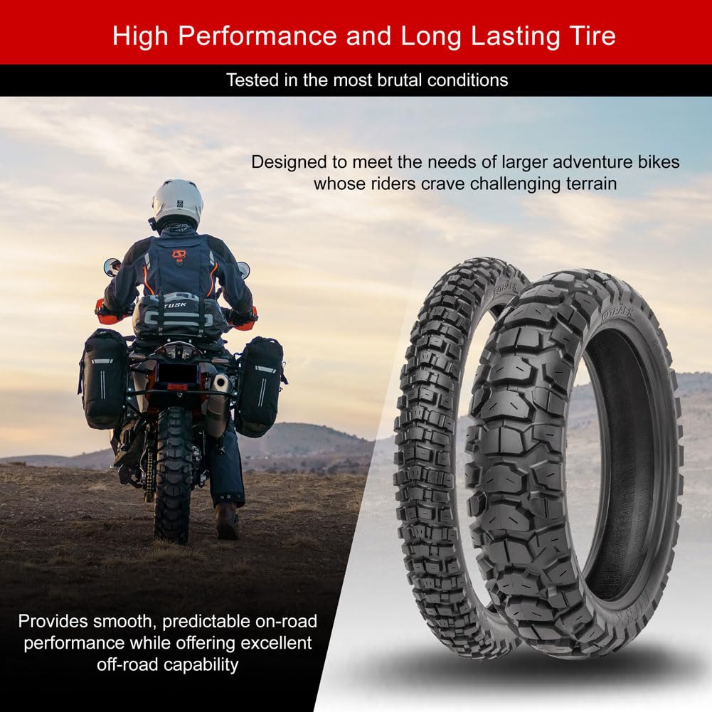 Tusk 2Track Adventure Tire Rear 150/70B-18 (70T) â Dual-Sport Motorcycle Tire, Directional Knobby Tread, Durable Bias Construction, DOT Compliant