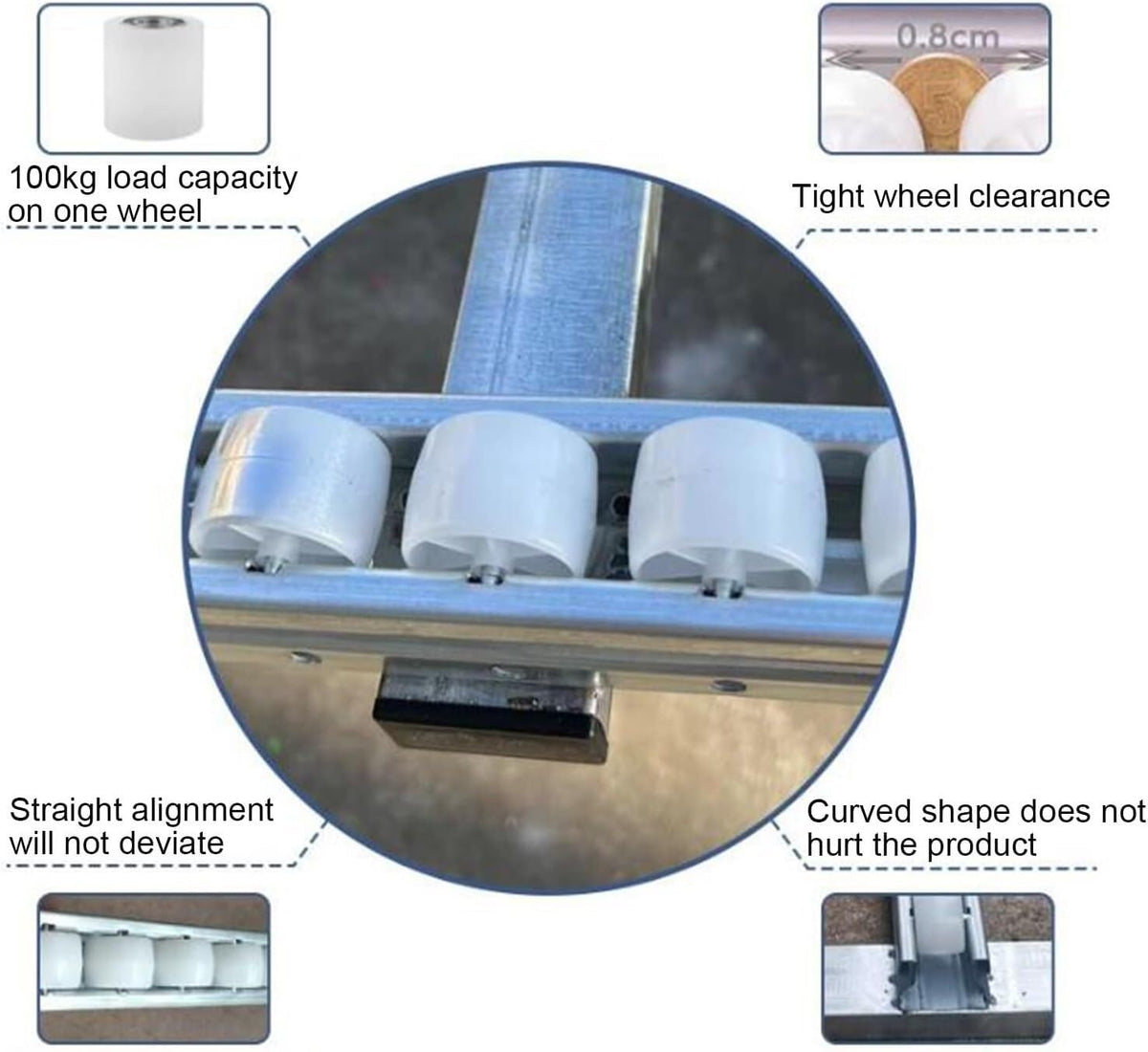 Portable Roller Conveyor Skate Wheels - 300cm Unpowered Flow Rail for Efficient Material Handling - Perfect for Warehouse Logistics and Industrial Use