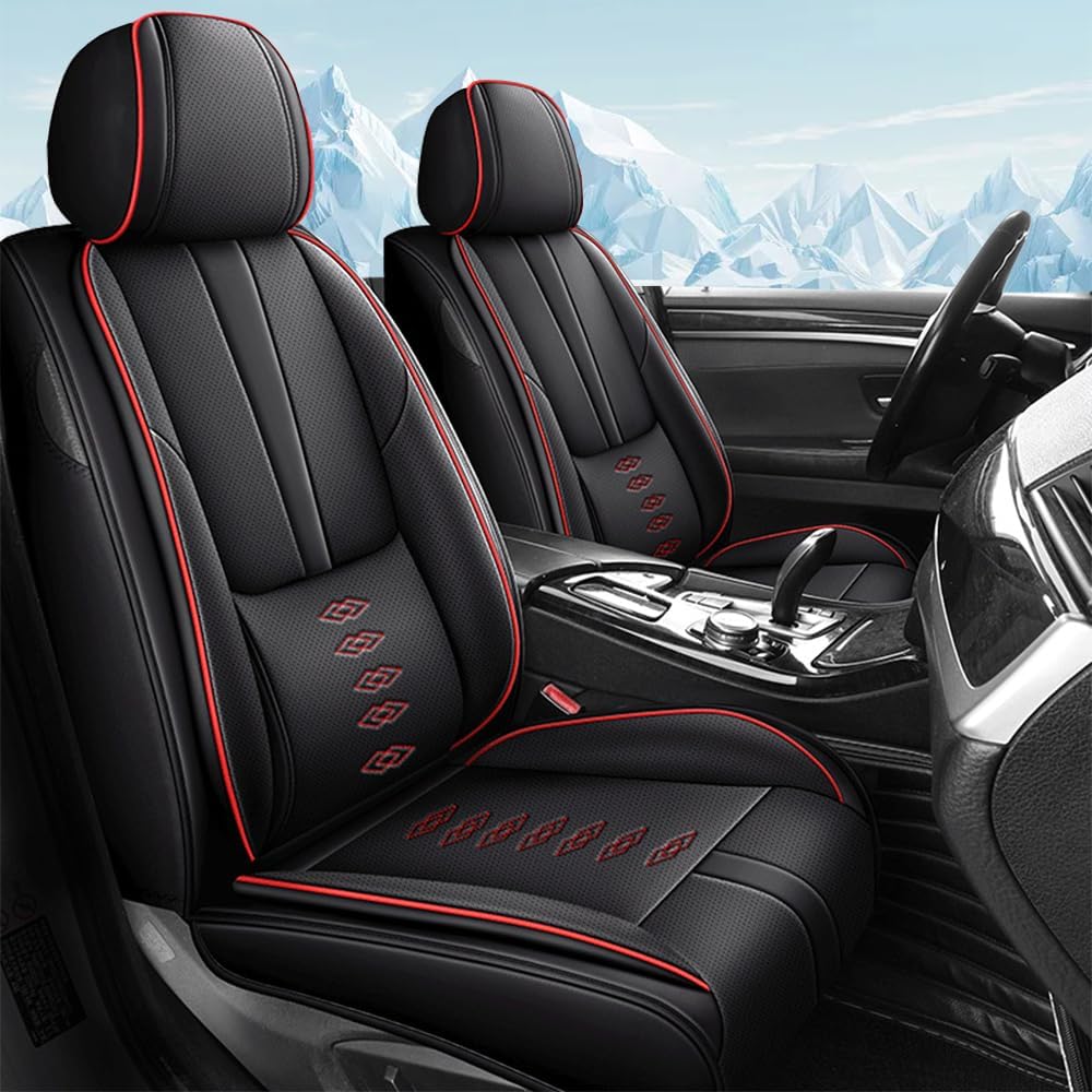 Pick-up Truck Car Seat Covers for Chevrolet Avalanche 2002-2013,Waterproof Leather Seat Covers 2-Seats Standard,Truck Interior Accessories with Airbag,Seat Cover Sets for Avalanche(Black+Red)