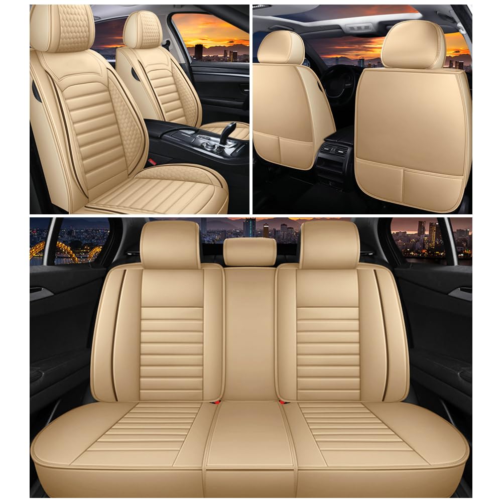 Leather Car Seat Covers for Chevrolet Avalanche 2002-2013,Car Seat Covers Full Set,Seat Covers with Safety,Waterproof Seat Cover Compatible Airbag(5pcs Black&Red Bars Luxury)