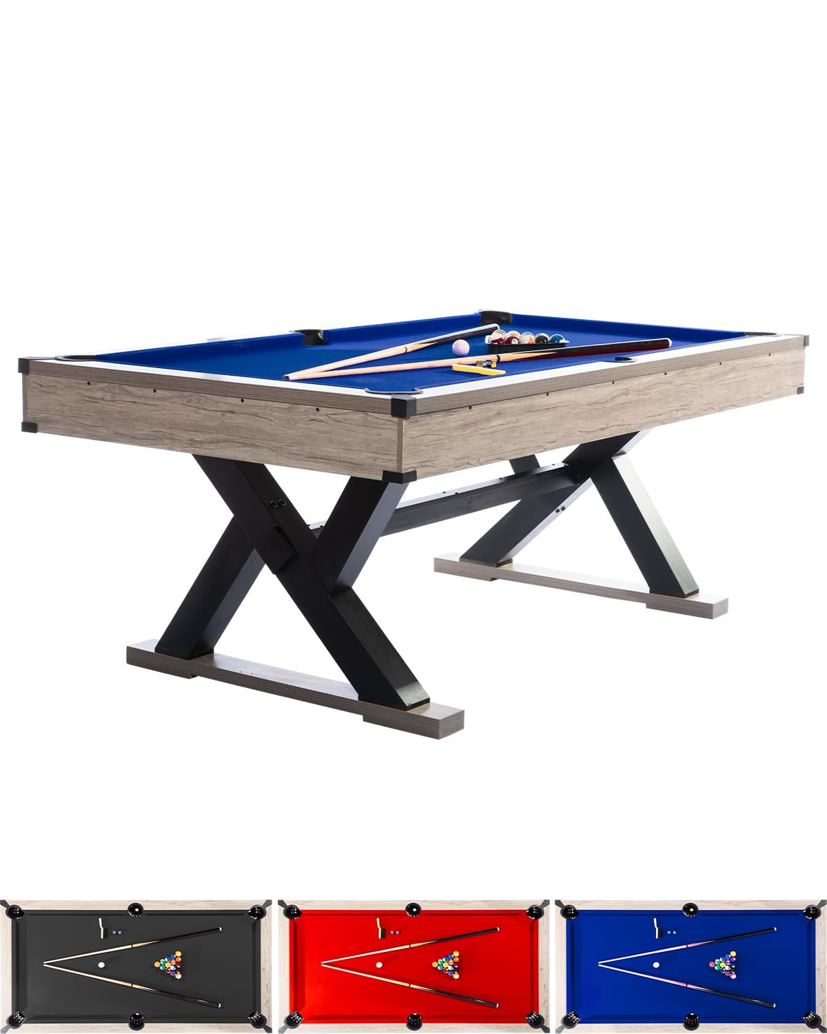7 ft Pool Table Set, 84in Bar-Size Billiard Table w/Metal Support
