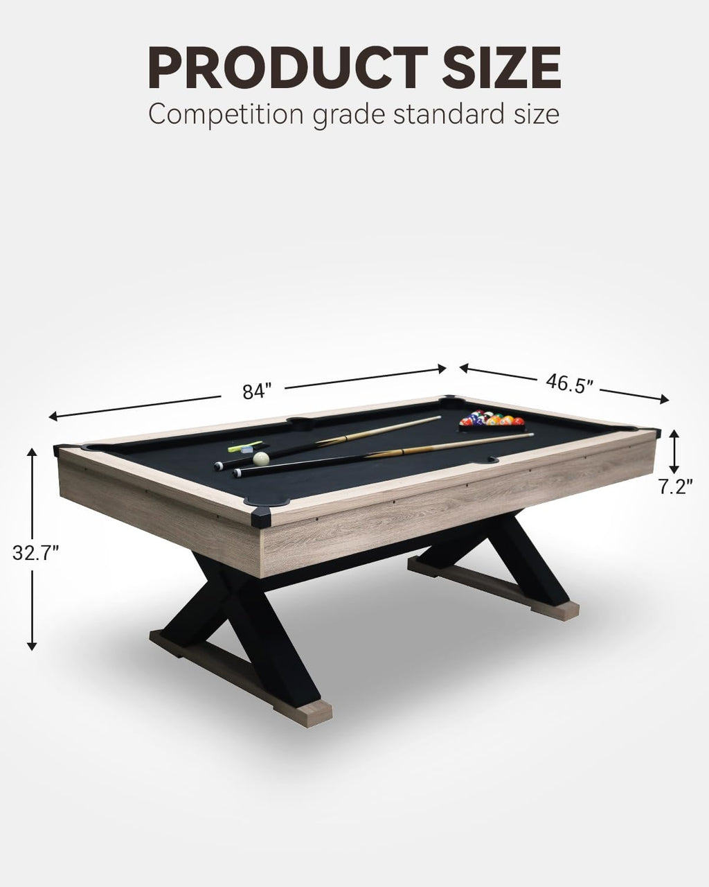 Garvee 7ft Pool Table, Billiard Set with Accessories - x-Leg Industrial