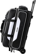 VEVOR 3 Ball Bowling Bag Double Roller Bag with Separate Shoe Compartment
