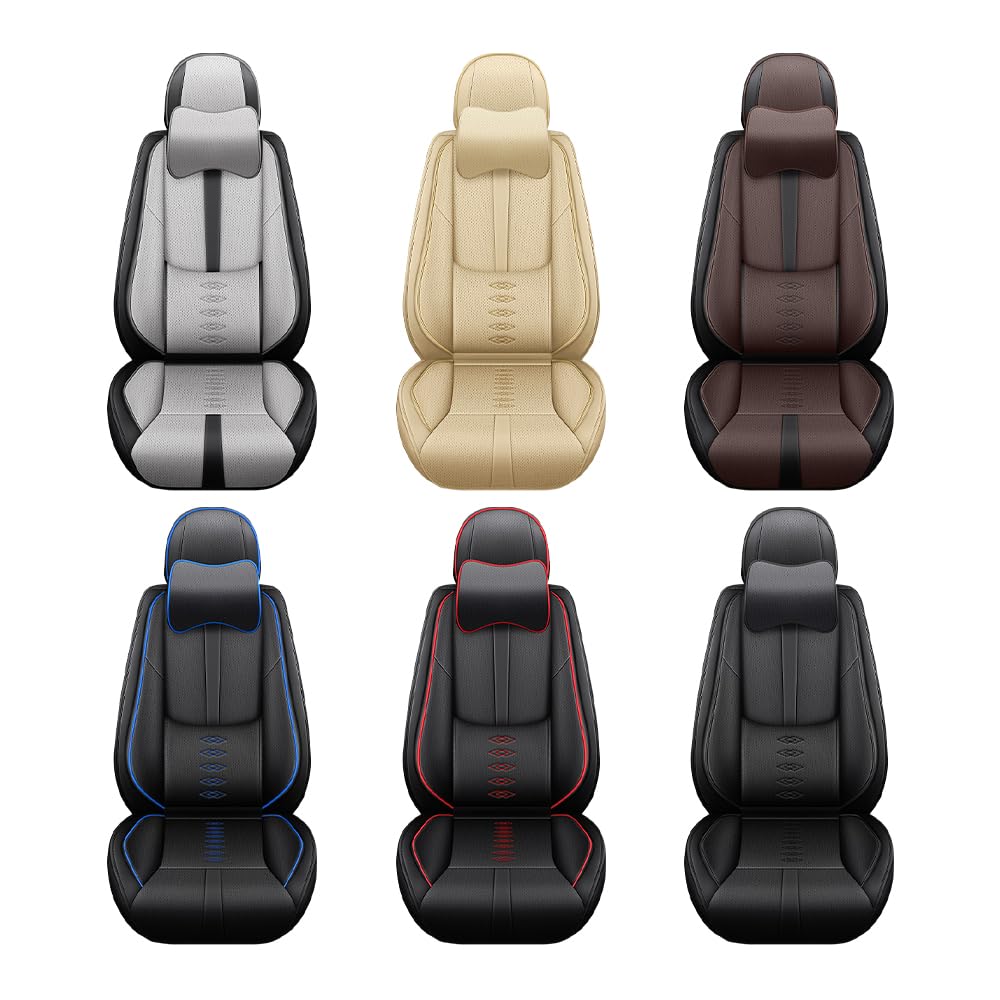 Pick-up Truck Car Seat Covers for Chevrolet Avalanche 2002-2013,Waterproof Leather Seat Covers 2-Seats Standard,Truck Interior Accessories with Airbag,Seat Cover Sets for Avalanche(Black+Red)