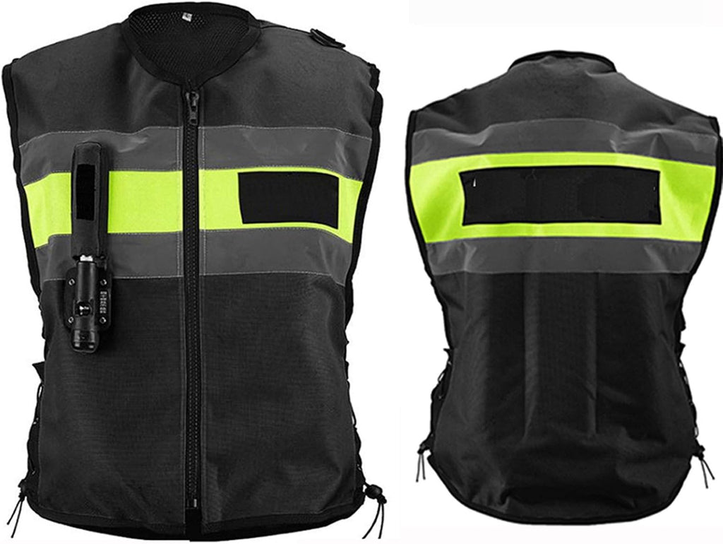 Inflatable Clothing Anti-Fall Vest Airbag Vest The Mechanic Triggers The Airbag in 0.15-0.3 Seconds Reflective Surface at The Front and Back Suitable for Motorcycle Riding, Black