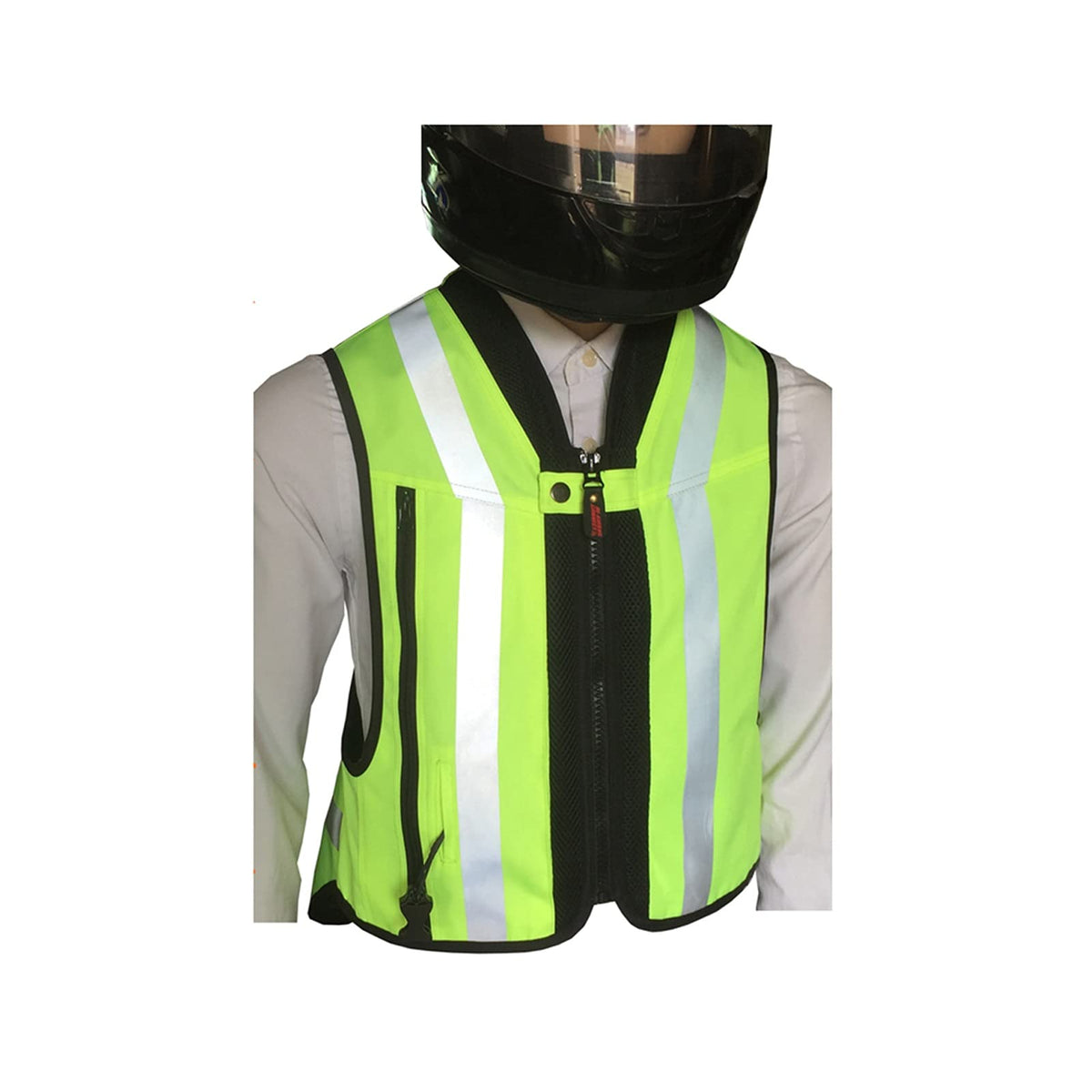 Reflective Protective Airbag Vest Motorcycle Anti-Fall Vest 600D Canvas Fabric, Wear-Resistant and Breathable Washable (No CO2 Gas Cylinder) (Color : C Green, Size : Small)