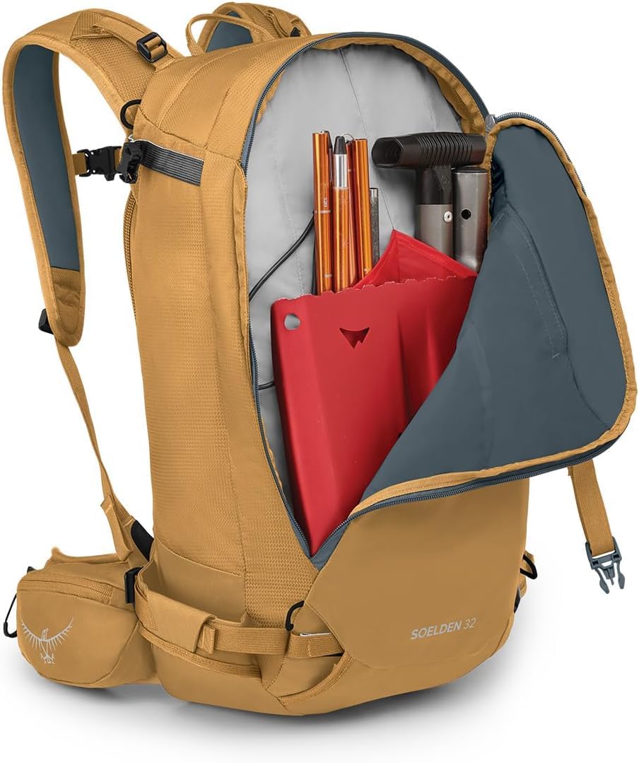 Osprey Soelden Pro 32L Men's Ski and Snowboard Backpack with E2 Airbag System, Red Mountain