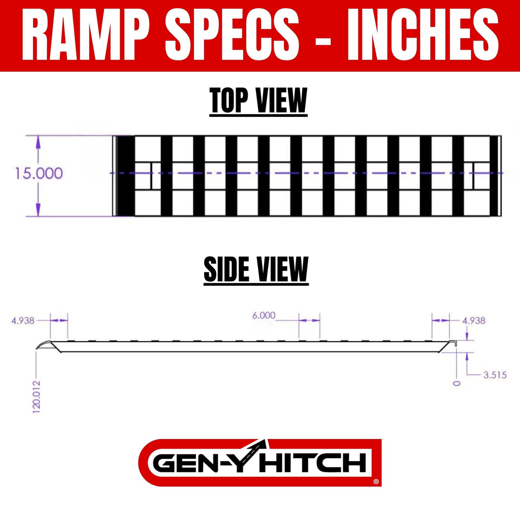 GEN-Y Hitch Extreme Duty Aluminum Loading Ramps - Set of 2, 6 Feet Long x 15 Inches Wide, 10000 LBS Capacity, Hybrid Hook and Plate Ends, Serrated Cross Rungs for Maximum Traction