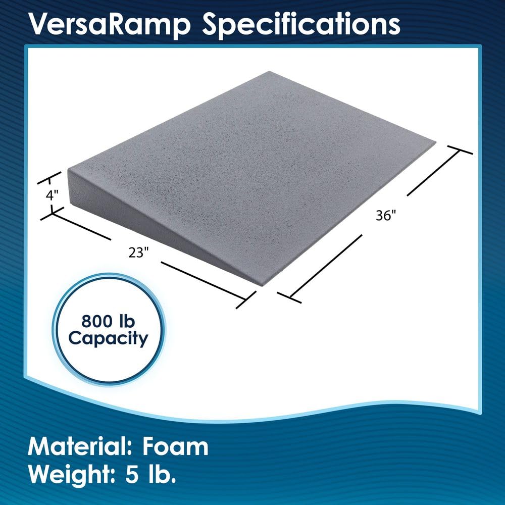 5" Doorway Threshold Wheelchair Ramp, 800 lb Cap, Solid Foam, Silver Spring