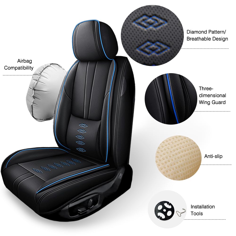 Pick-up Truck Car Seat Covers for Chevrolet Avalanche 2002-2013,Waterproof Leather Seat Covers 2-Seats Standard,Truck Interior Accessories with Airbag,Seat Cover Sets for Avalanche(Black+Red)
