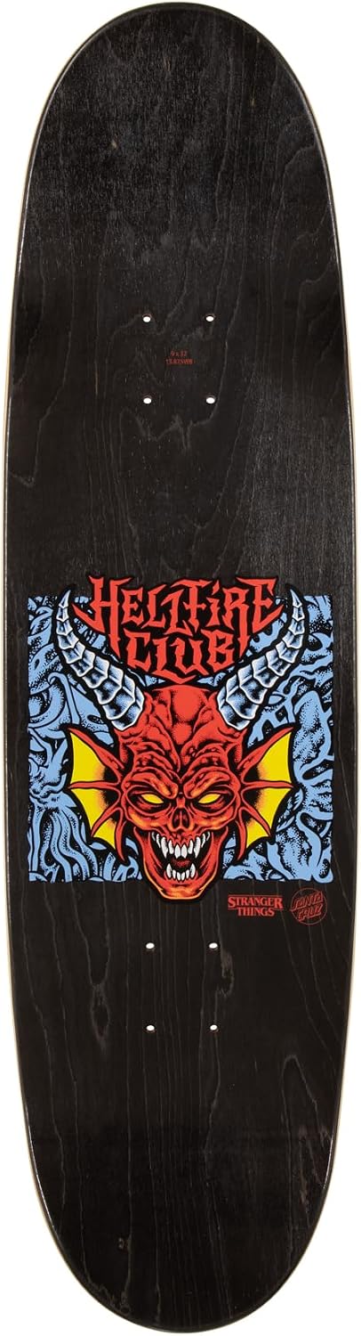 SANTA CRUZ Stranger Things Hellfire Club Flames 9.00in x 32.00in Skateboard Decks