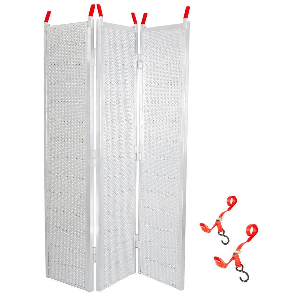 Black Widow Extra Wide Punch Plate Aluminum Folding ATV Ramp, 1,500 Pound Capacity, 7' 10", Silver - Heavy Duty Truck Loading Ramp Accessories