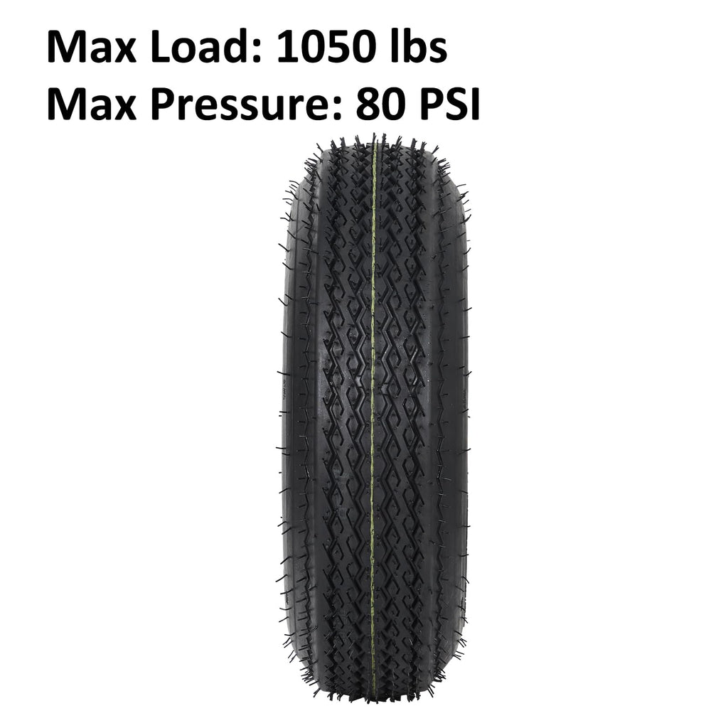 Garvee 2-Pack Trailer Tires On Rim 5.30-12 530-12 530X12, Load Range C, 6PR, 5 Lug 12 In. White Spoke Wheel, 5 On 4.5" Durable Trailer Tire Travel/Camper/Utility/Boat, Set of 2