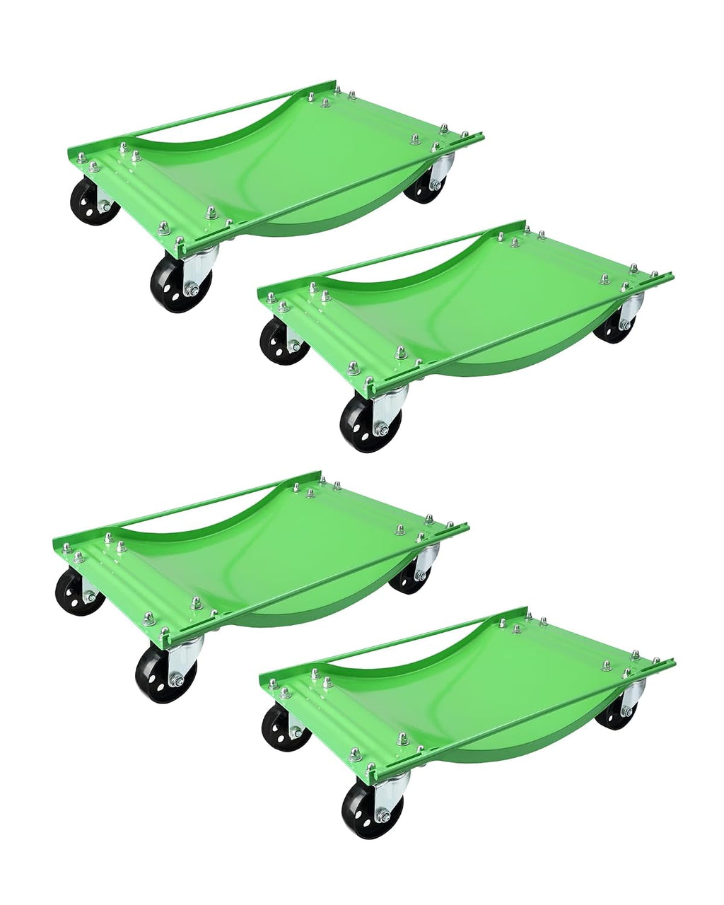 GarveeTech Car Dolly Set of 4, Heavy Duty 10,000 LBS Max Capacity Wheel Dolly, Antiskid Vehicle Dollies for Moving Car with 3.5 in Swivel Steel Wheels for Moving Cars, Trucks, Green