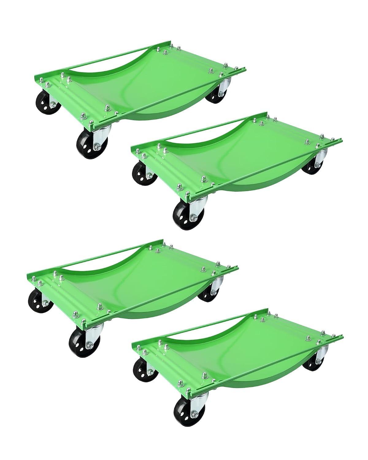 GarveeTech Car Dolly Set of 4, Heavy Duty 10,000 LBS Max Capacity Wheel Dolly, Antiskid Vehicle Dollies for Moving Car with 3.5 in Swivel Steel Wheels for Moving Cars, Trucks, Green