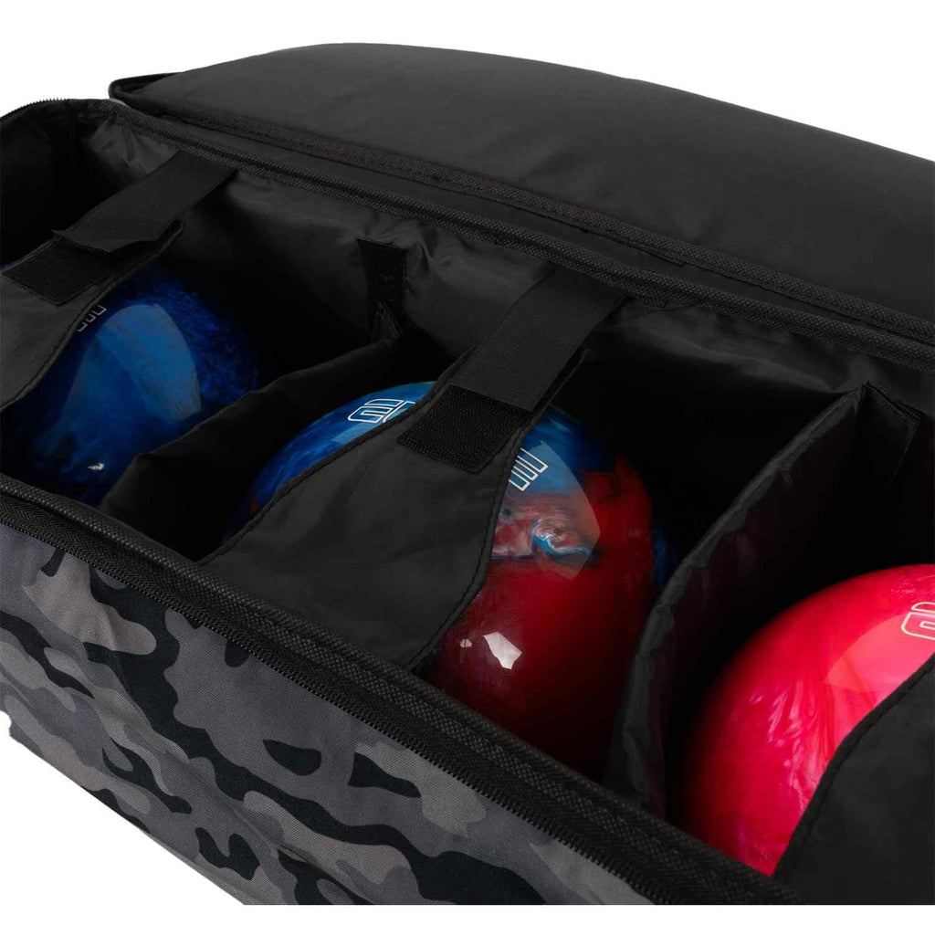ELITE Basic Triple Roller Black Bowling Bag - 3 Ball Roller, Fits 2 Pairs of Size 15 Shoes, Air Travel-Friendly