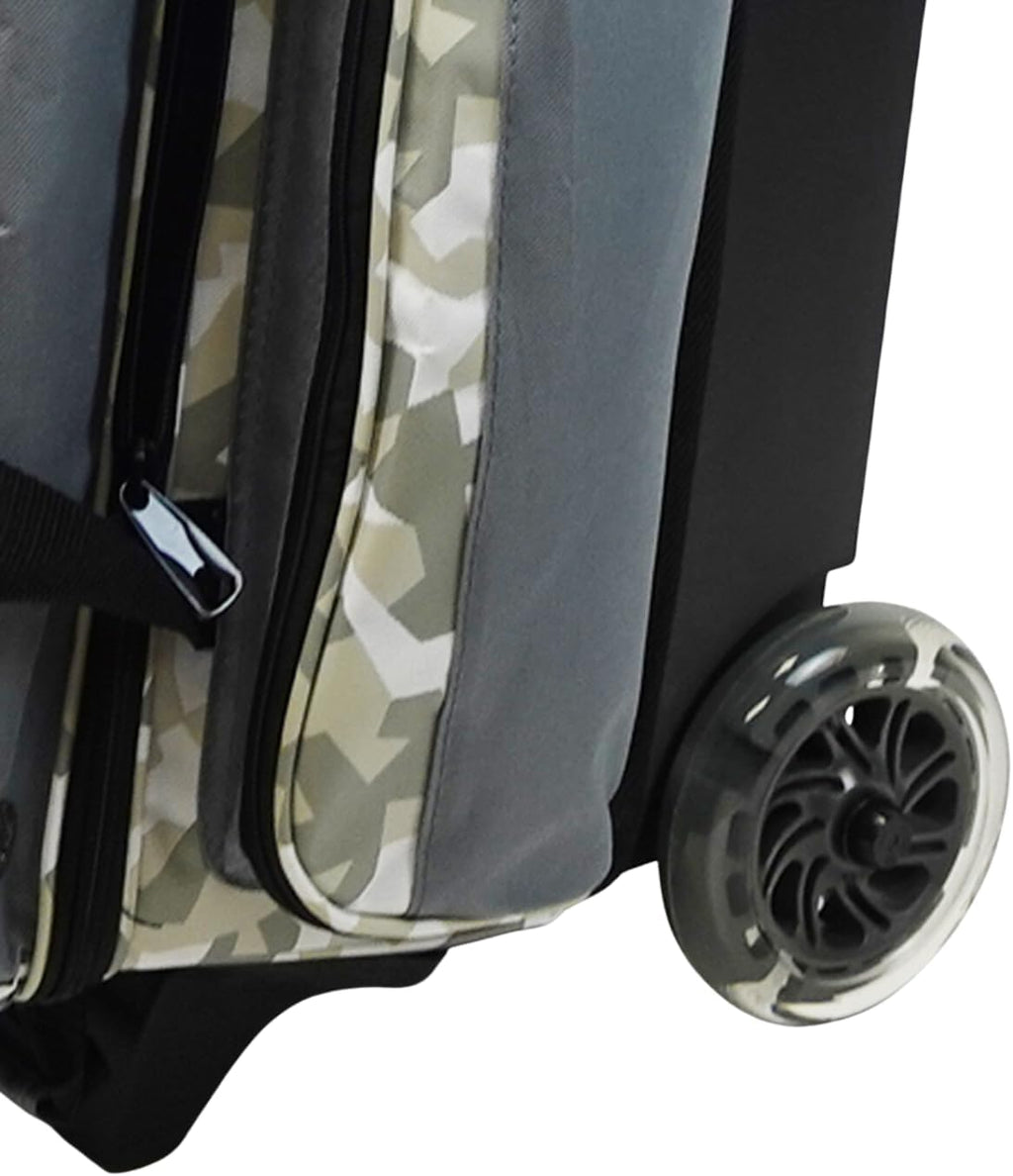 ELITE Deluxe 2 Ball Bowling Bag with 5" Smooth Wheels - Large Accessory Pocket, Shoe Compartment, 36" Extendable Handle