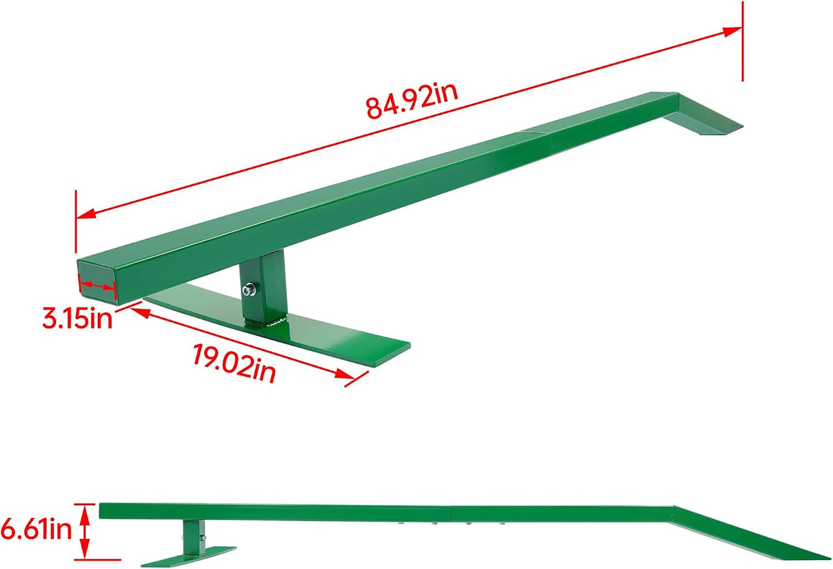 ALMULOO 85In Flat Skate Rail with Bump - Portable Heavy-Duty Steel Grinding