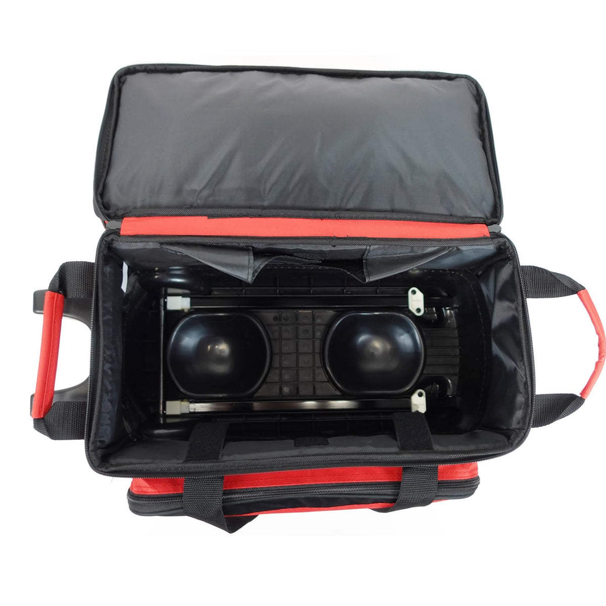 ELITE Deluxe 2 Ball Bowling Bag with 5" Smooth Wheels - Large Accessory Pocket, Shoe Compartment, 36" Extendable Handle