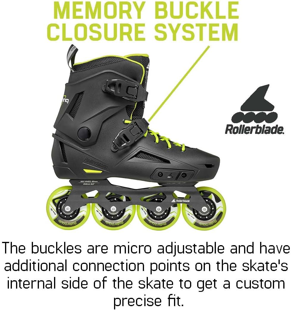 Rollerblade Lightning Men's Urban Inline Skate, Black and Lime