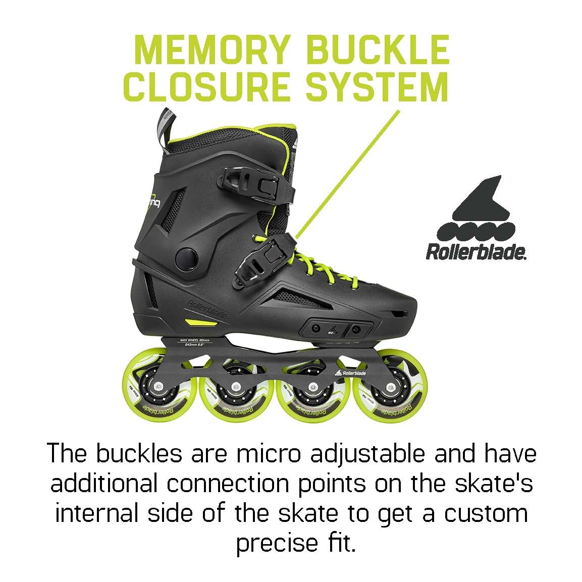 Rollerblade Lightning Men's Urban Inline Skate, Black and Lime