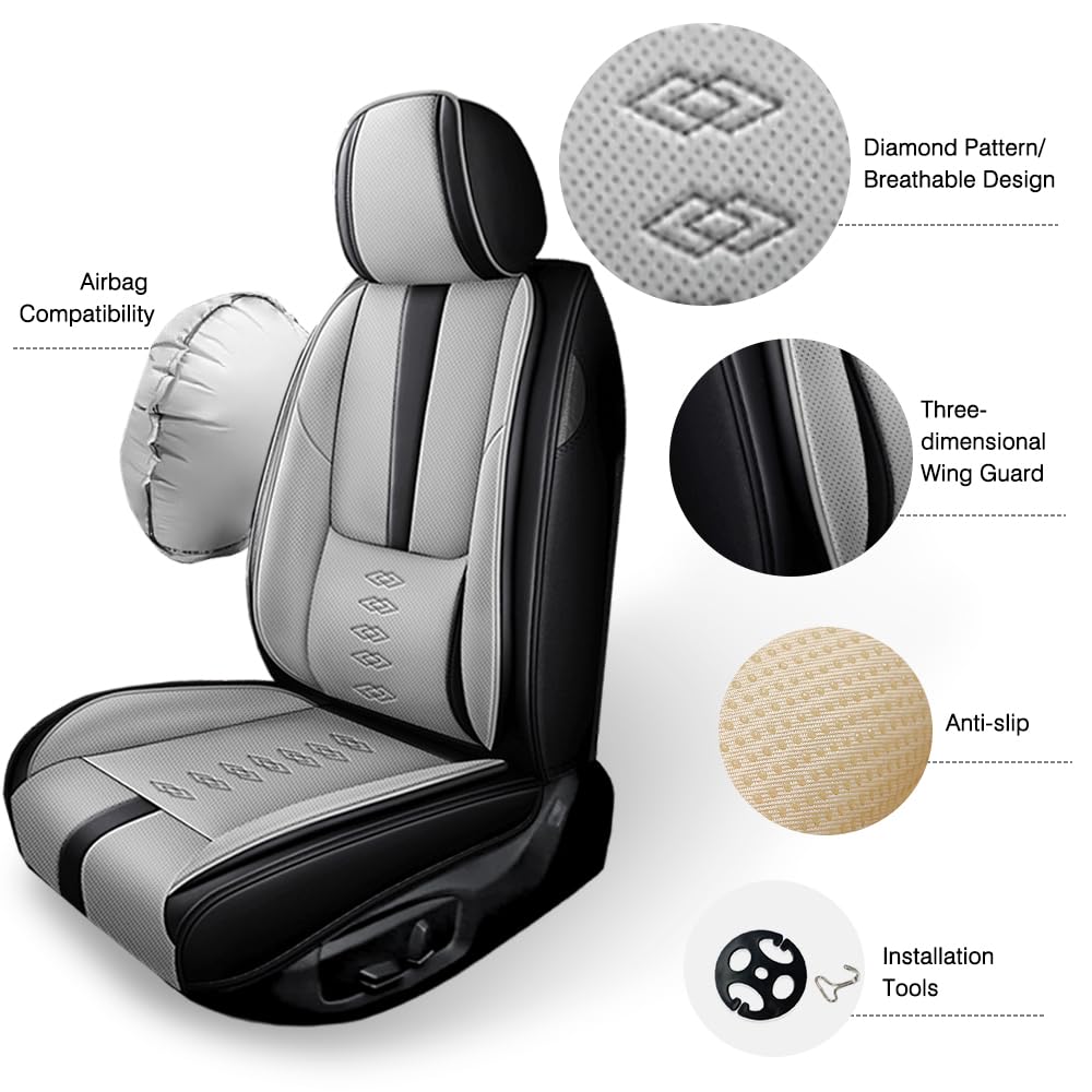 Pick-up Truck Car Seat Covers for Chevrolet Avalanche 2002-2013,Waterproof Leather Seat Covers 2-Seats Standard,Truck Interior Accessories with Airbag,Seat Cover Sets for Avalanche(Black+Red)