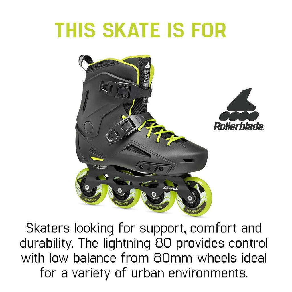 Rollerblade Lightning Men's Urban Inline Skate, Black and Lime