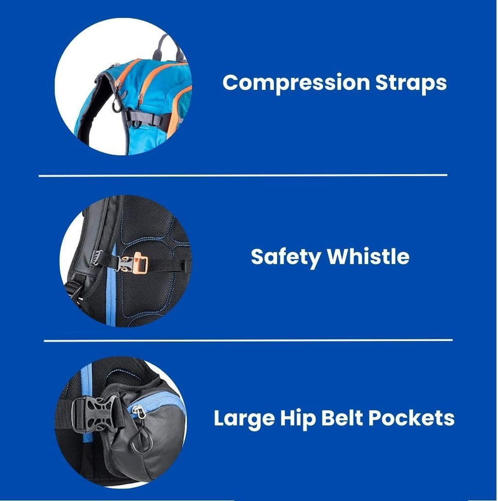 Core Avalanche Kit,Ski Backpack including Recco & Removable Back Protector, Hydration Bladder, Avalanche Shovel, Avalanche Probe, Backcountry Skiing, Snowboarding, Snowmobiling (Blue)