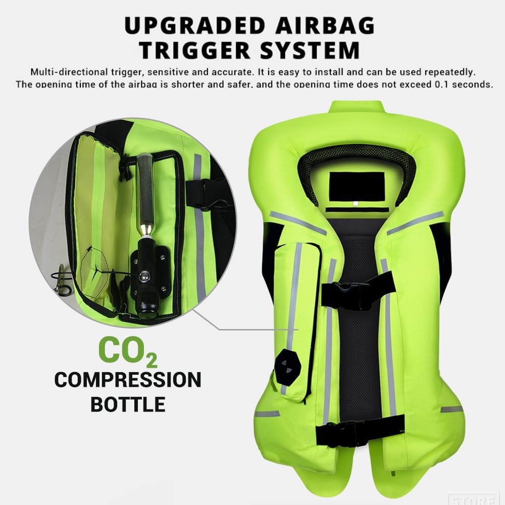 Upgraded Motorcycle Airbag Protective Vest,Inflatable Equestrian Vest with Reflective for Motocross ATV UTV