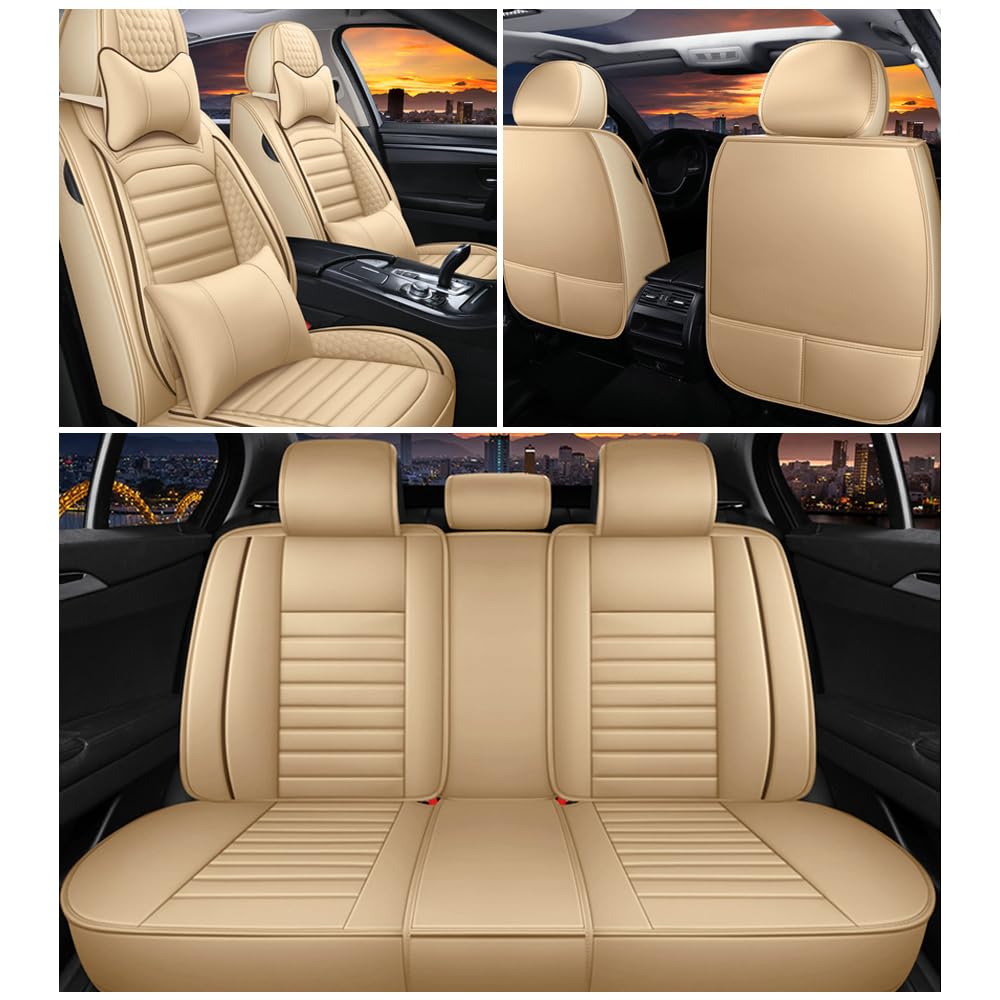 Leather Car Seat Covers for Chevrolet Avalanche 2002-2013,Car Seat Covers Full Set,Seat Covers with Safety,Waterproof Seat Cover Compatible Airbag(5pcs Black&Red Bars Luxury)