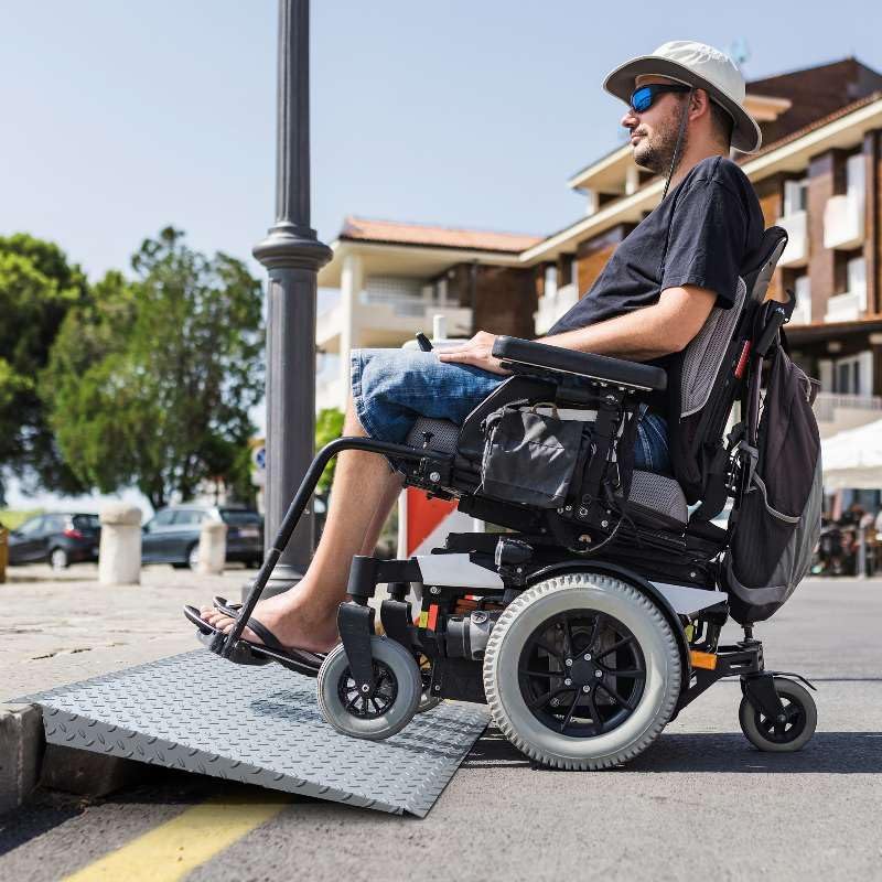 VNN Door Threshold Ramp, Threshold Ramps for Doorways, Ideal Entry Handicap Ramp for Elderly Wheelchairs, Carts, Scooters and Walkers, 27.6" L * 37.4" W Door Ramp (Alloy Iron, 800LBS)
