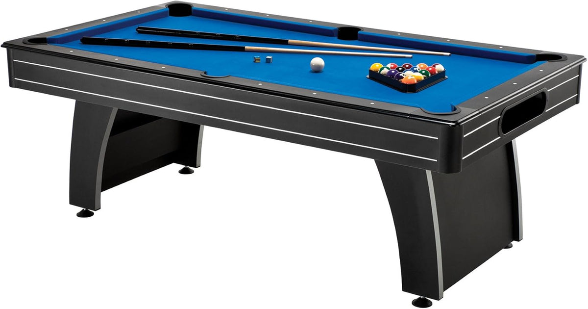 Fat Cat Tucson 7 Foot Pool Table with Automatic Ball Return, Billiard Table with Arcade Style Black Finish, 818 Bumpers, Includes Cues and Balls