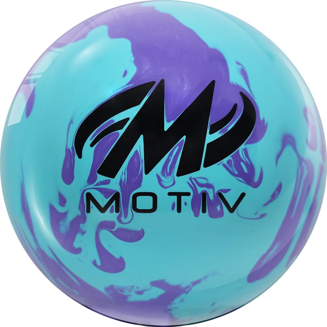MOTIV Max Thrill Hybrid Bowling Ball | Huge Value and Performance | Sky Blue Solid with Purple Pearl | Available in 10-16 pounds