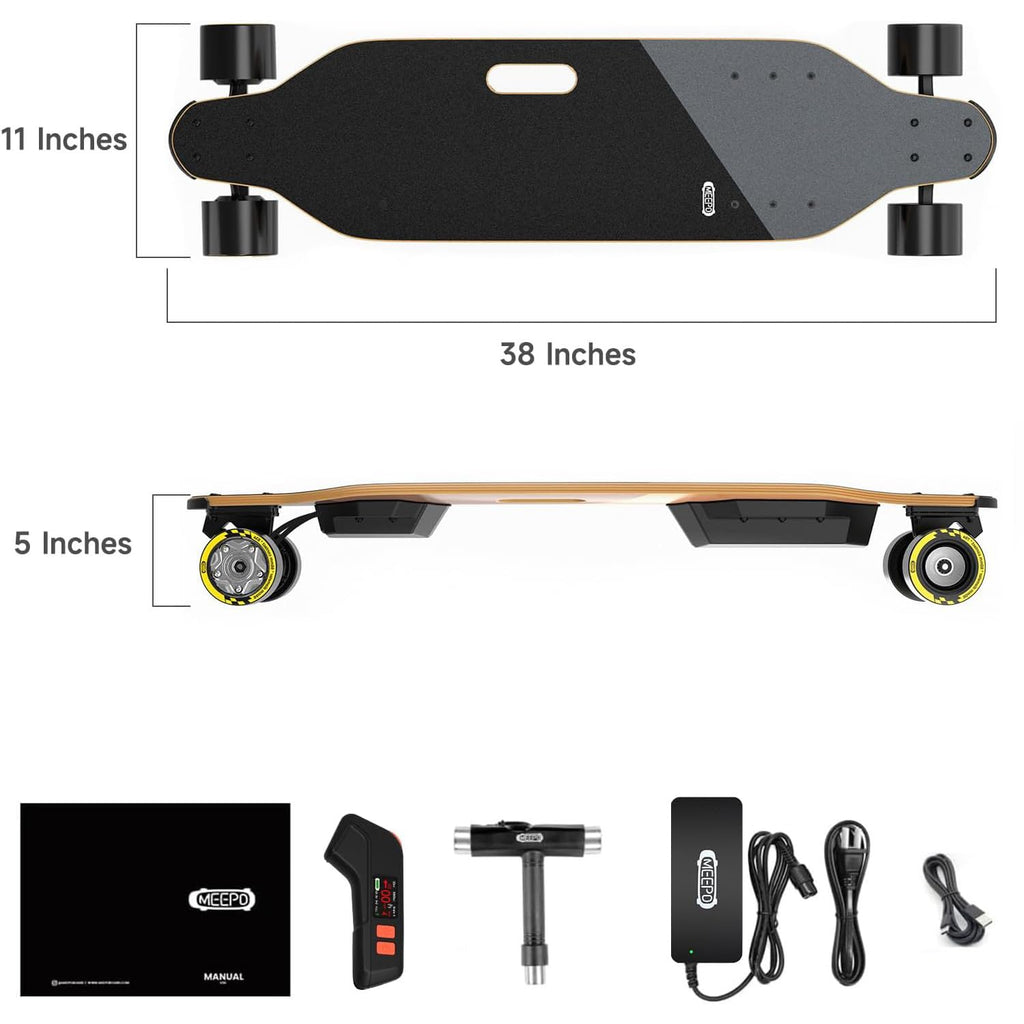 MEEPO Campus V3 Series/Envy Electric Skateboard with Remote, Top Speed Up to 29 Mph, 4 Speed Smooth Braking, Easy Carry Handle Design, Suitable for Adults & Teens