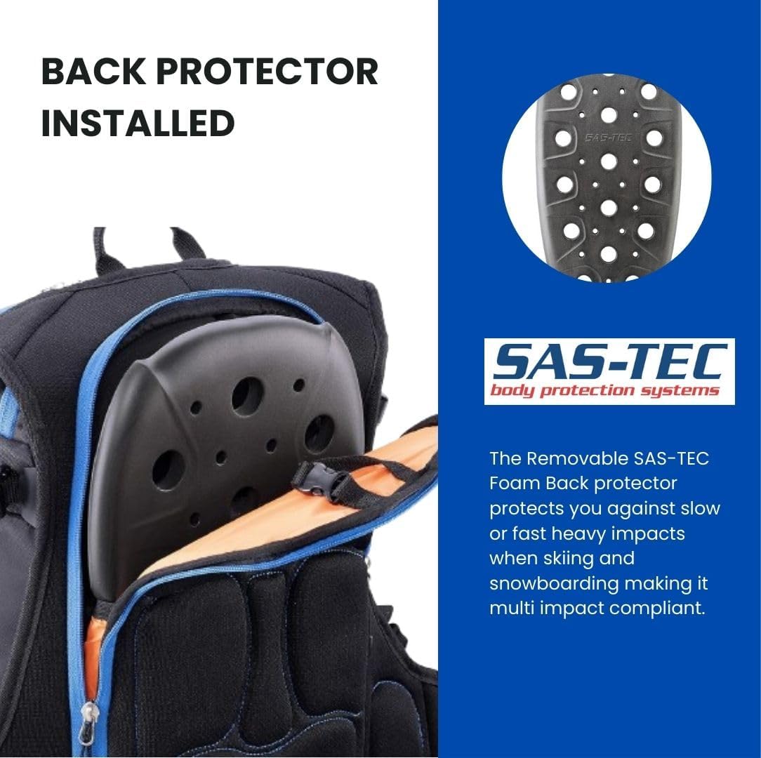 Core Avalanche Kit,Ski Backpack including Recco & Removable Back Protector, Hydration Bladder, Avalanche Shovel, Avalanche Probe, Backcountry Skiing, Snowboarding, Snowmobiling (Blue)