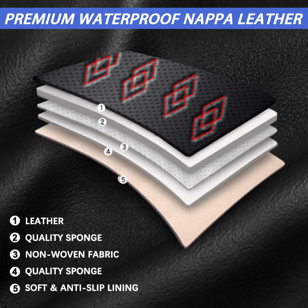 Pick-up Truck Car Seat Covers for Chevrolet Avalanche 2002-2013,Waterproof Leather Seat Covers 2-Seats Standard,Truck Interior Accessories with Airbag,Seat Cover Sets for Avalanche(Black+Red)