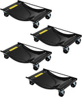 Heavy Duty Car Wheel Dolly Set â 4-Pack, 2500lbs Each (10,000lbs Total) â 24x15in Steel Curved Skates, Side Rails, Lockable Swivel Casters â for Cars, SUVs, Trucks, Motorcycles