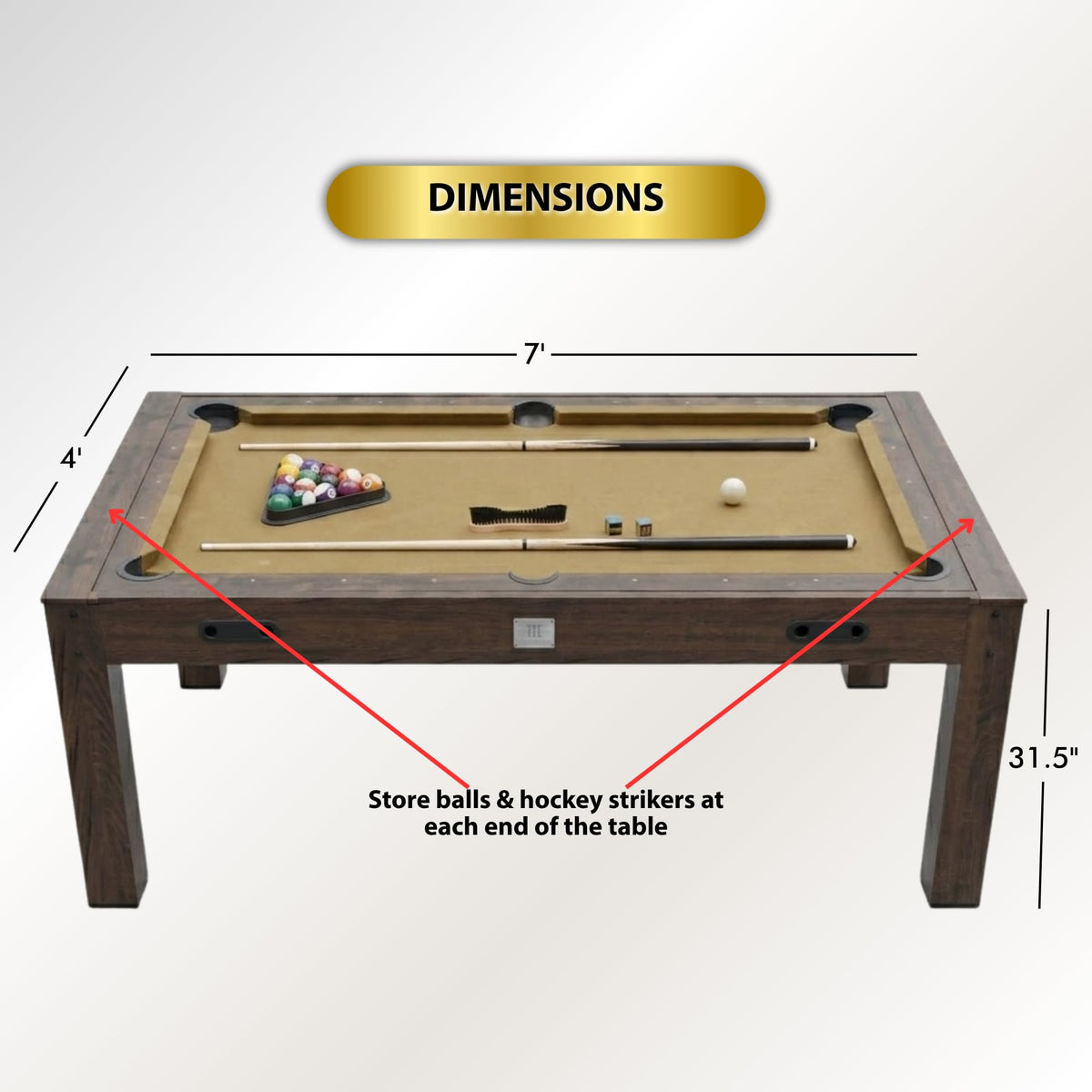 7ft Multi Game Table 4 in 1 Pool Table Ping Pong Table Air Hockey Combo Game Table Includes All Accessories for Game Room & Family