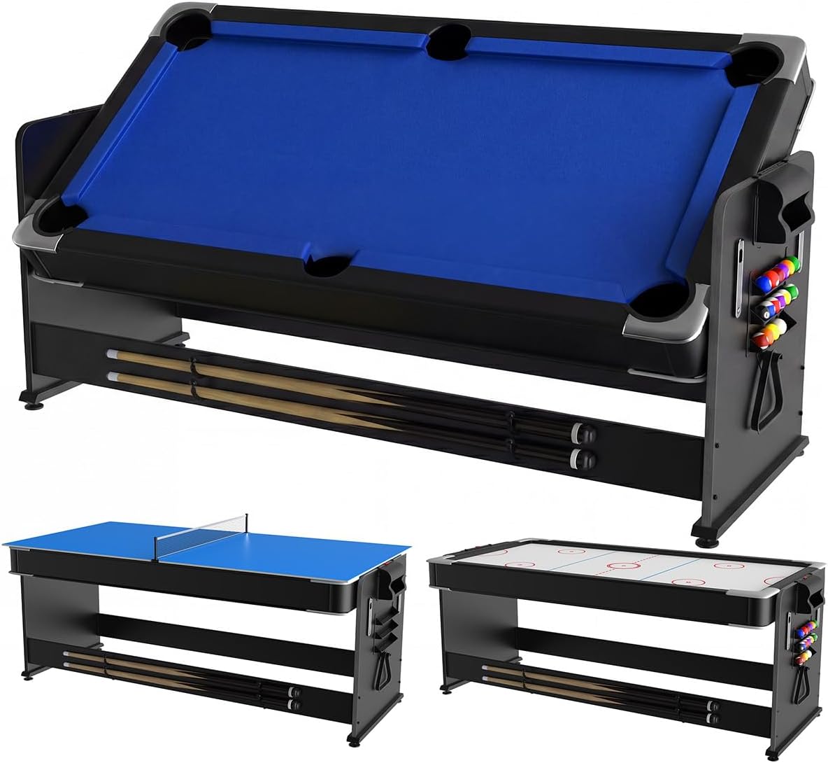 Garvee 7 ft 3-in-1 Game Table with Air Hockey, Billiards and Table Tennis