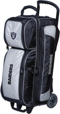 KR Strikeforce Bowling NFL Las Vegas Raiders 3-Ball Roller Bag With Shoe and Accessory Compartments