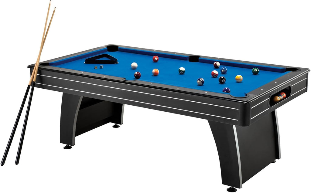 Fat Cat Tucson 7 Foot Pool Table with Automatic Ball Return, Billiard Table with Arcade Style Black Finish, 818 Bumpers, Includes Cues and Balls