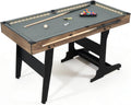 RAYKEEP 4.5FT Folding Pool Table with LED Lights, Portable Billiard Table with Built-in Cue & Ball Storage, Indoor Compact Game Table for Adults & Kids Home, Game Room, Includes Full Accessories