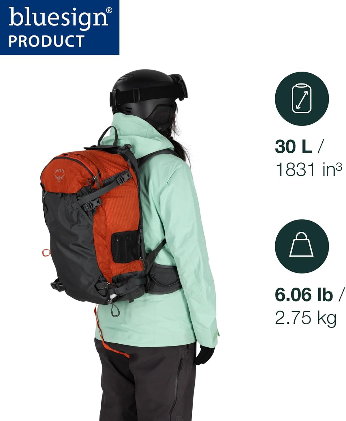 Osprey Sopris Pro 30L Women's Ski Backpack with E2 Airbag System, Mars Orange