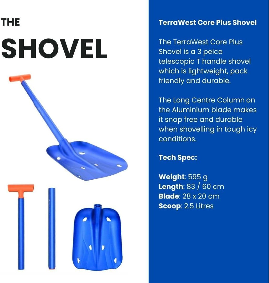 Core Avalanche Kit,Ski Backpack including Recco & Removable Back Protector, Hydration Bladder, Avalanche Shovel, Avalanche Probe, Backcountry Skiing, Snowboarding, Snowmobiling (Blue)