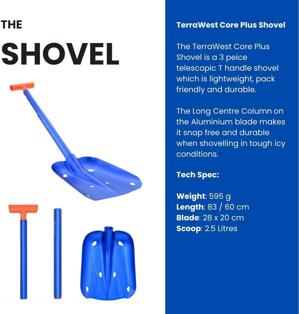 Core Avalanche Kit,Ski Backpack including Recco & Removable Back Protector, Hydration Bladder, Avalanche Shovel, Avalanche Probe, Backcountry Skiing, Snowboarding, Snowmobiling (Blue)