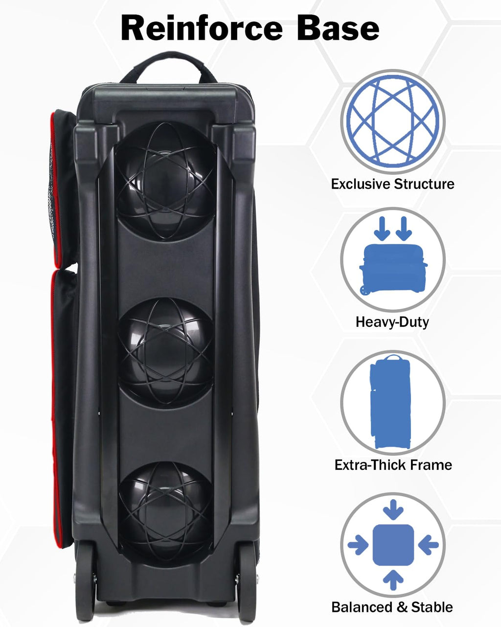 Premium 3 Ball Roller Bowling Bag with Wheels, Large Shoes Pocket