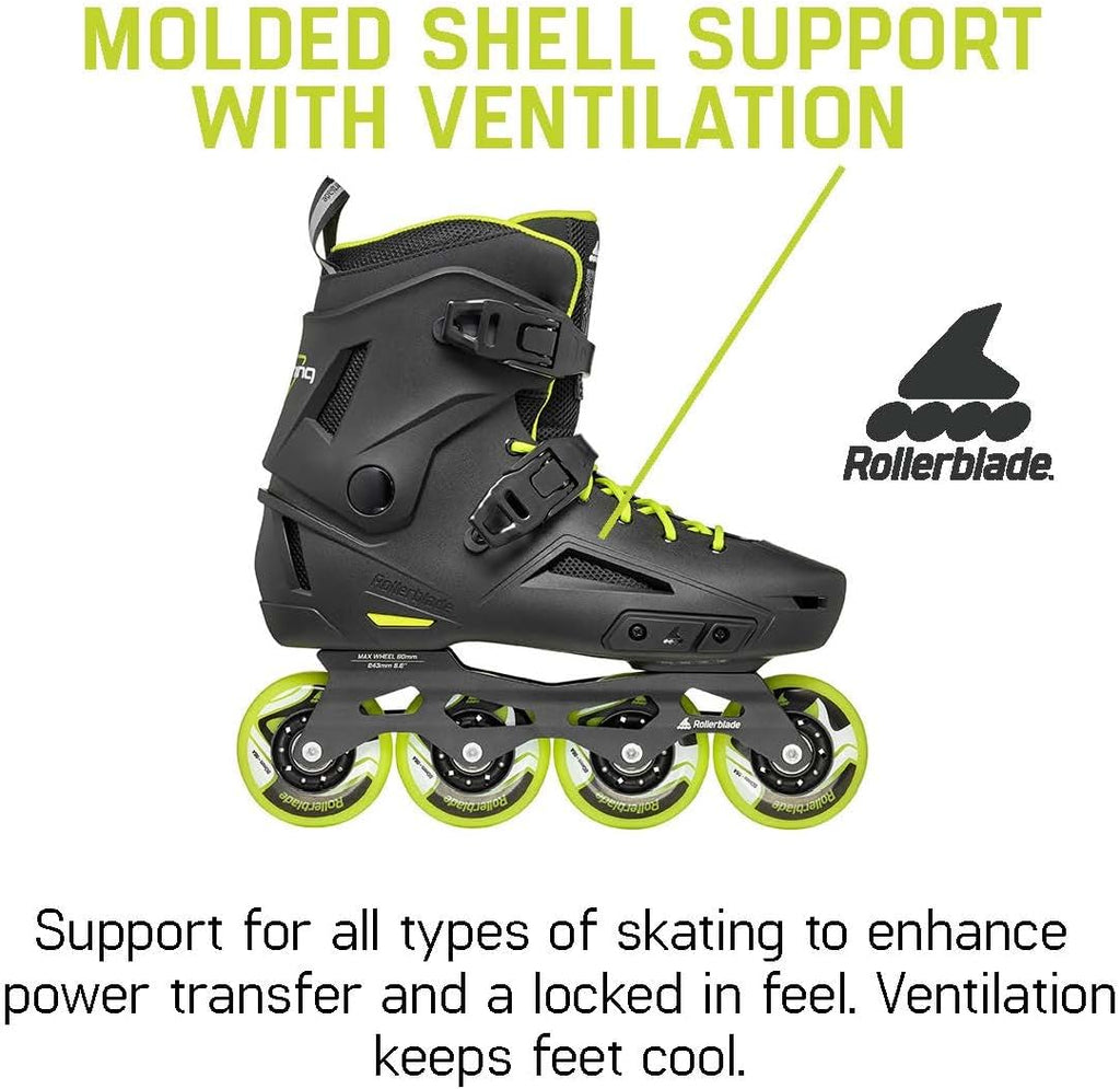 Rollerblade Lightning Men's Urban Inline Skate, Black and Lime