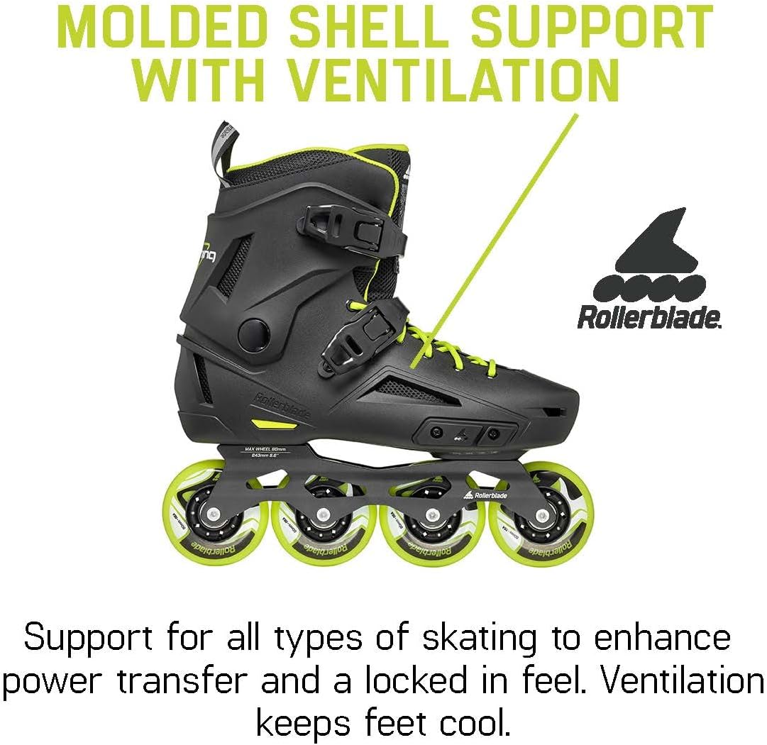 Rollerblade Lightning Men's Urban Inline Skate, Black and Lime