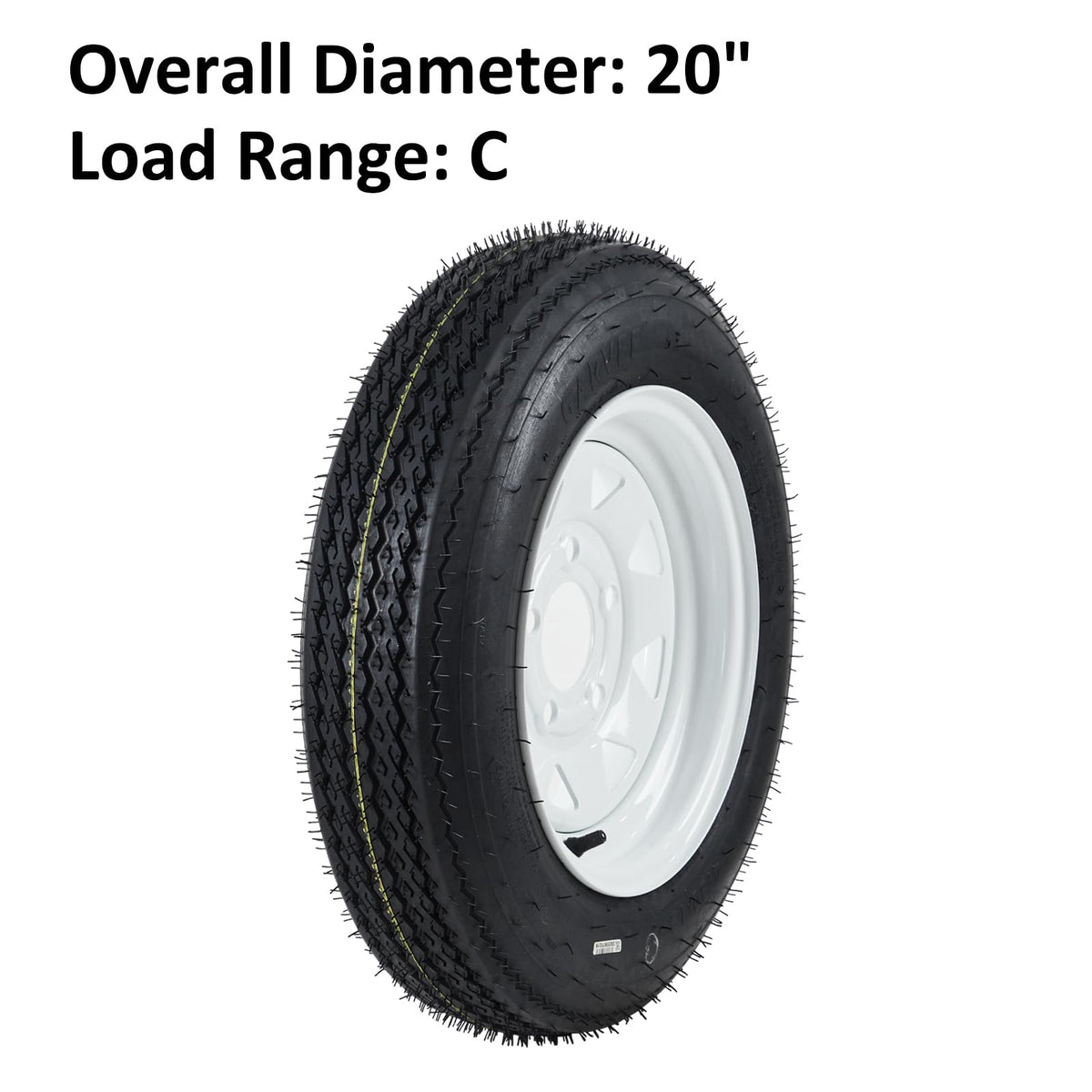 Garvee 2-Pack Trailer Tires On Rim 5.30-12 530-12 530X12, Load Range C, 6PR, 5 Lug 12 In. White Spoke Wheel, 5 On 4.5" Durable Trailer Tire Travel/Camper/Utility/Boat, Set of 2